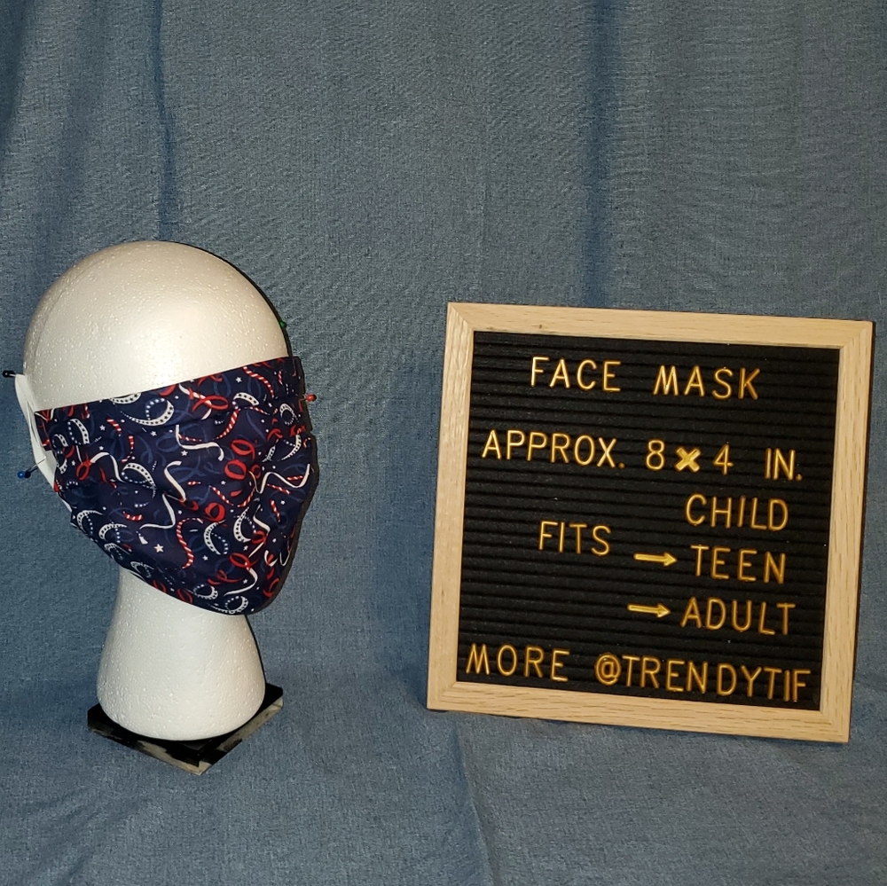 Patriotic Fireworks Face Covering Mask Shield Washable Reusable